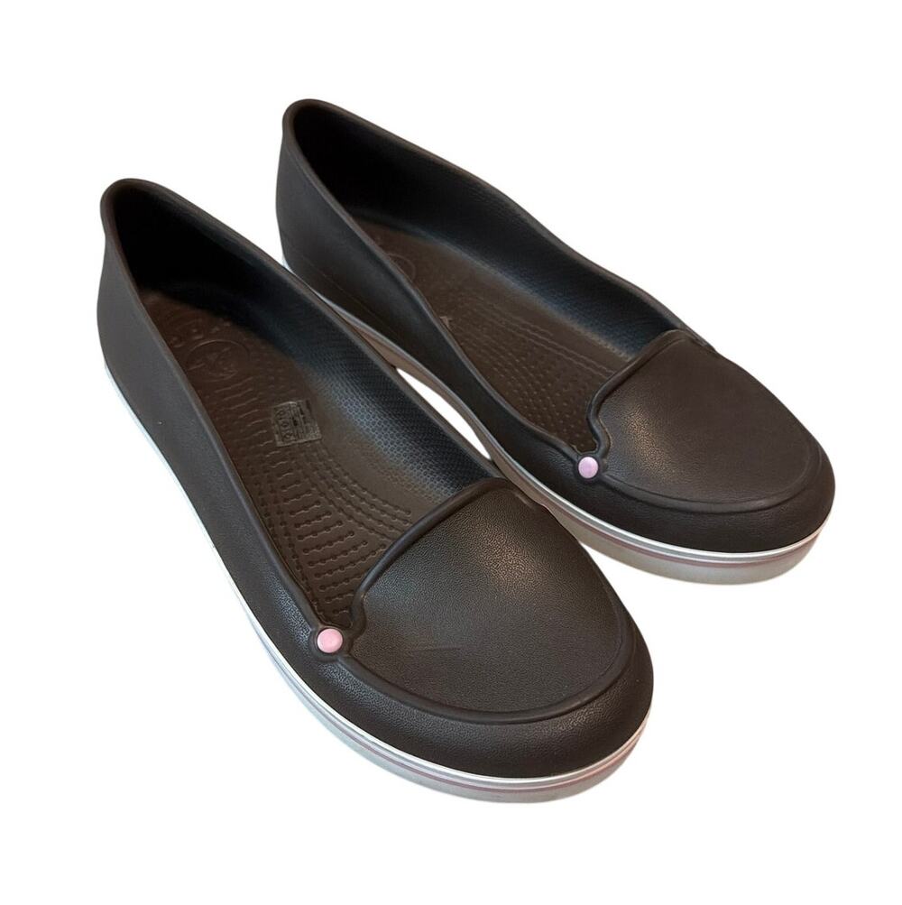 Crocs Crocband Ballet Flats Espresso Brown Pink Women's Size 8 Slip On